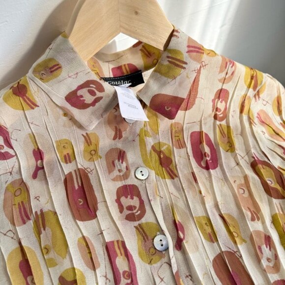 Cotelac Blouse button shirt pleated Small XS - Picture 5 of 12